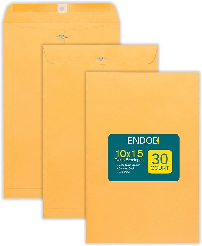 Clasp Envelopes – 10x15 Inches Brown Kraft Catalog Envelopes by EnDoc