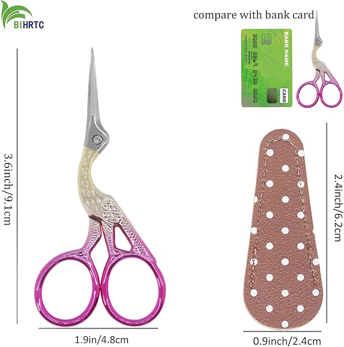 BIHRTC 3.6 Inch Embroidery Scissors Stainless Steel Sharp Tip Scissors - Image 2