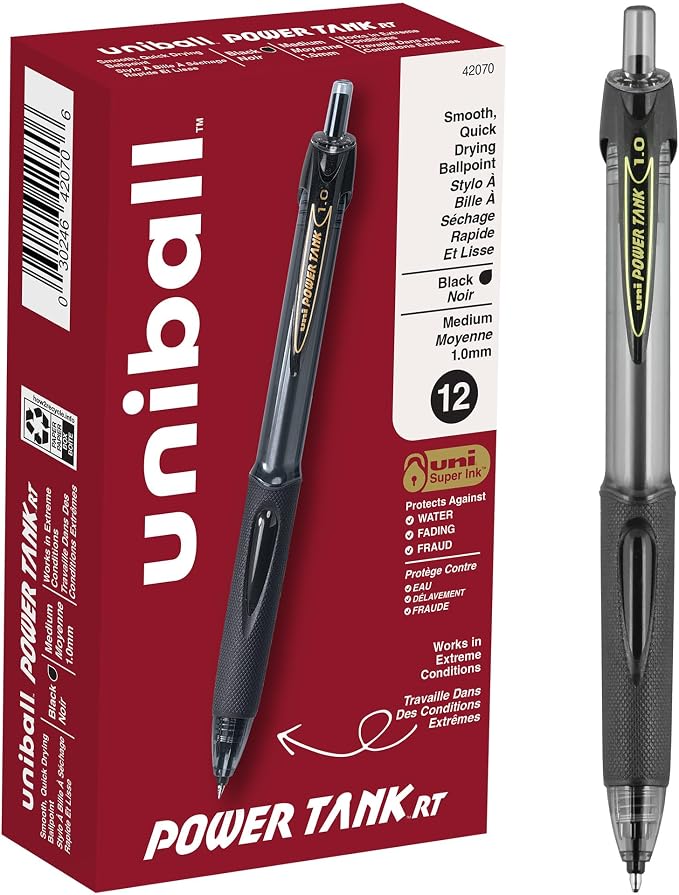 uniball Power Tank RT Ballpoint Pens, Medium Point, 12 Pack by uni-ball