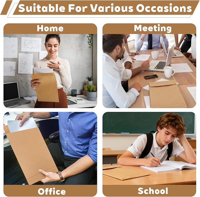 50 Pack Expandable Large Envelopes 9.4" x 13.2", 200 GSM Mailing Envelopes - Image 6