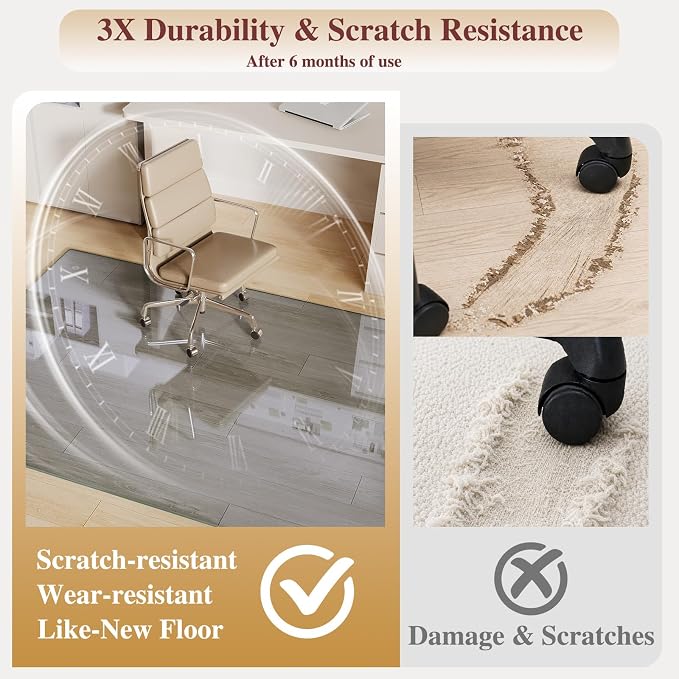Tempered Glass Office Chair Mat, Scratch Resistant, Rounded Corners & Polished - Image 3