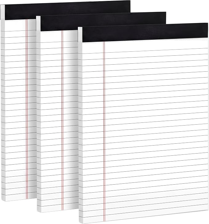 MSKKSM 3 Pack Legal Pads 8.5 x 11 White Note Pads 8.5 x 11 Notepads White by MSKKSM