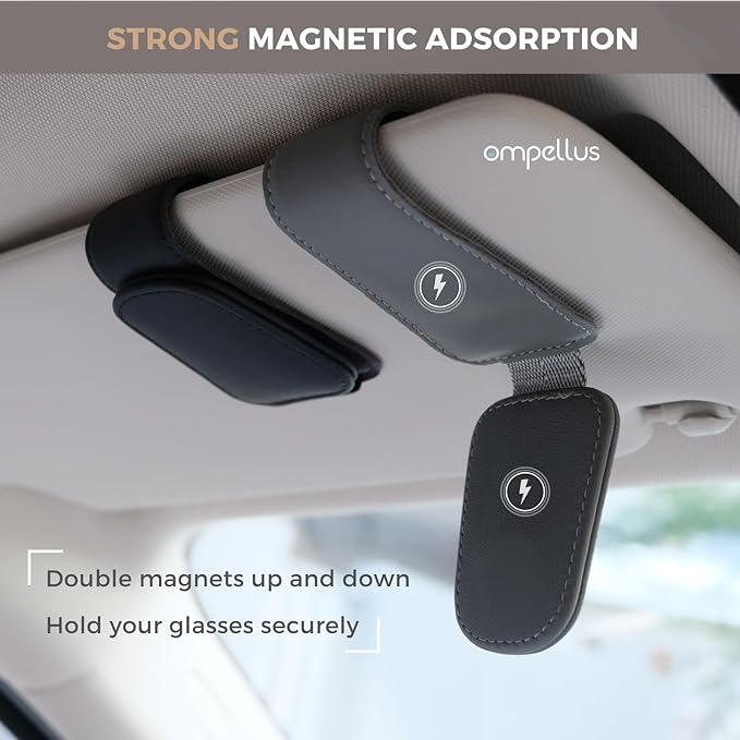 2 Pack Magnetic Leather Sunglass Holder, Eyeglass Hanger Clip - Image 4