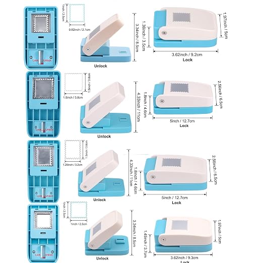 4 Pack Stamp Punch, 1.5" Square Stamp Puncher, 1.5"X1.25" & 1X0.8inch - Image 3