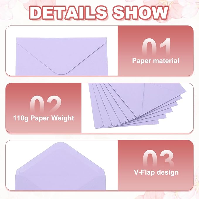 PATIKIL 7x5 Inch Invitation Envelopes, Light Purple - Image 4