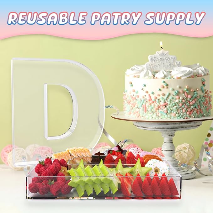 11" Acrylic Letter Charcuterie Box, Reusable Fillable Alphabet Number Shaped - Image 5