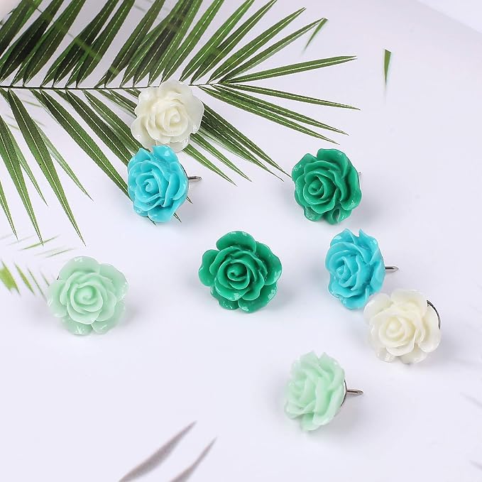 30 Pieces Rose Flower Pushpins Flower Thumb Tacks Cute Decorative Push Pins - Image 3