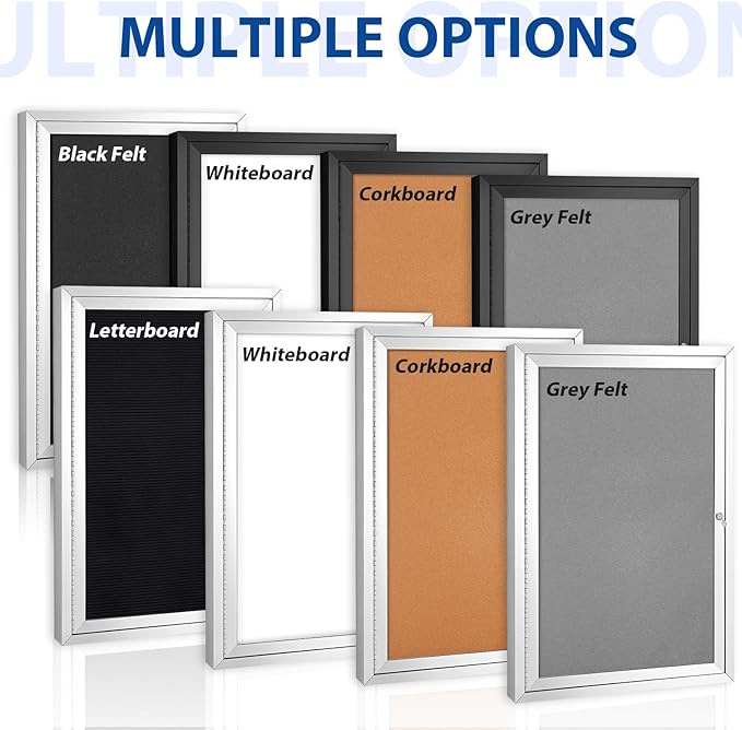 SWANCROWN Outdoor Bulletin Board Weatherproof 36x24in, Enclosed Bulletin Board with Locking Door Wall Display Case for Office School Commerce Show, Black Felt, Sliver Aluminum Frame-DeskLoop Office
