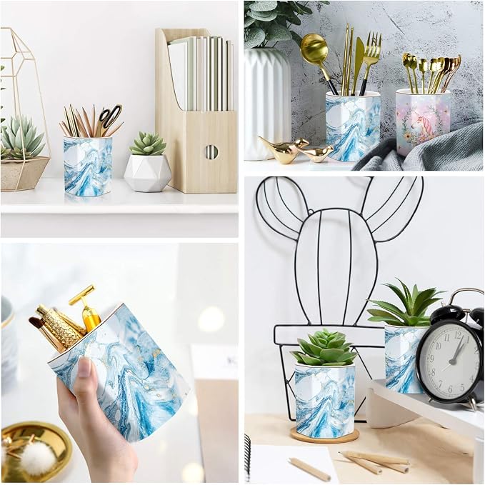 Pen Holder, Pencil Holder for Desk Marble Pattern Pencil Cup for Girls Kids - Image 2