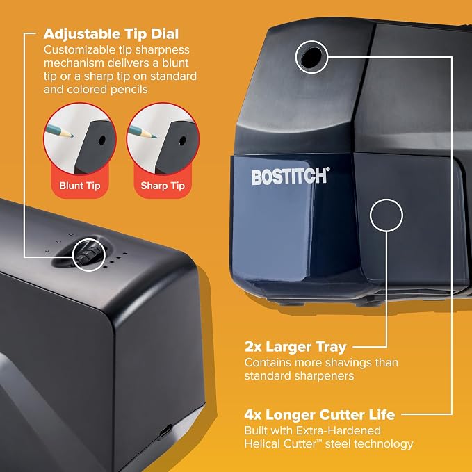 Bostitch Portable Rechargeable Battery Horizontal Pencil Sharpener Helical Blade - Image 2