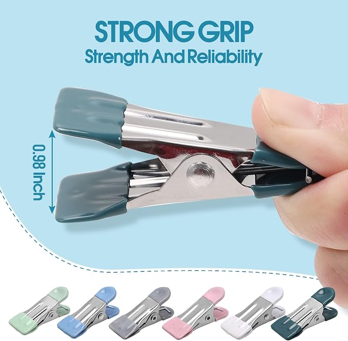 Clothes Pins Heavy Duty, 30 Pack, 2.17 Inch Metal Chip Clips, 6 Colors | - Image 3