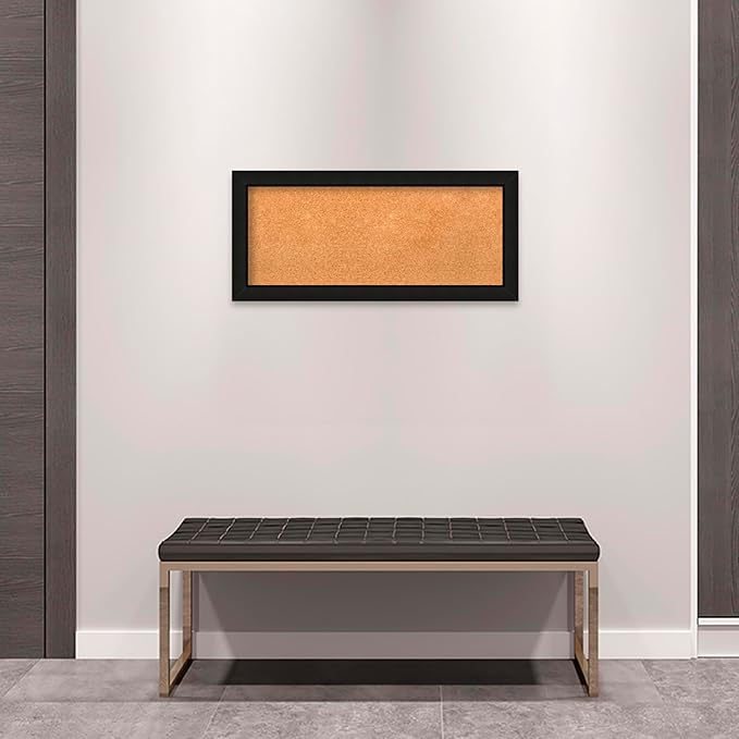 Amanti Art Natural Cork Board for Wall, 15x33 Vision Board with Black Wood Frame, Medium Corkboard Office Decor for Home Organization, Casual Corkboard Pinboard to display items for home organization-DeskLoop Office