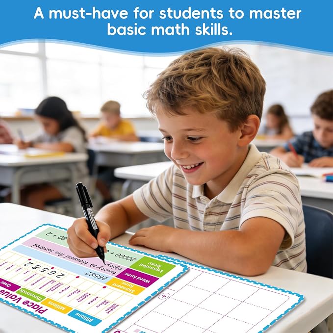 10 Packs Place Value Dry Erase Boards, Double Sided Math Manipulatives - Image 6