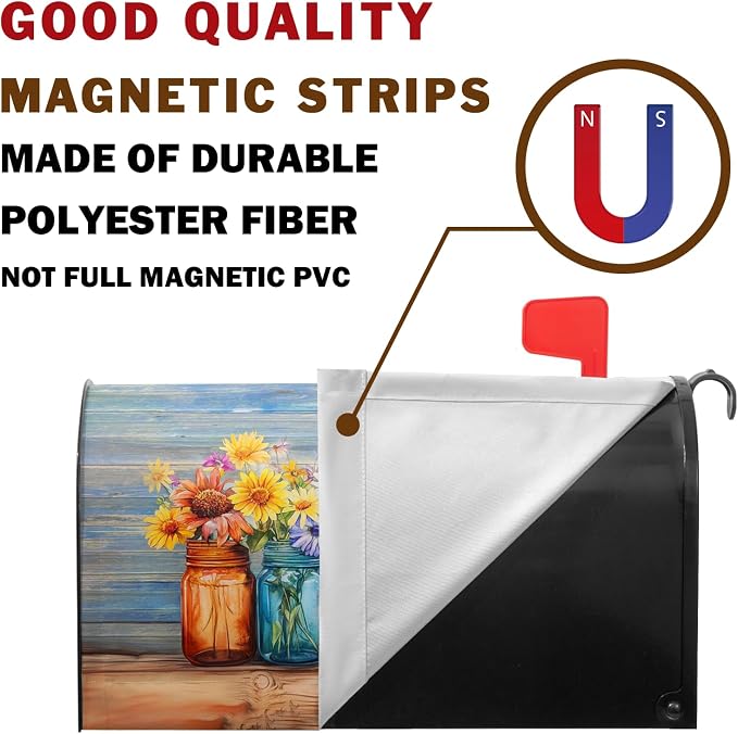 Spring Summer Mailbox Cover Magnetic Standard Size Welcome Spring Floral - Image 3