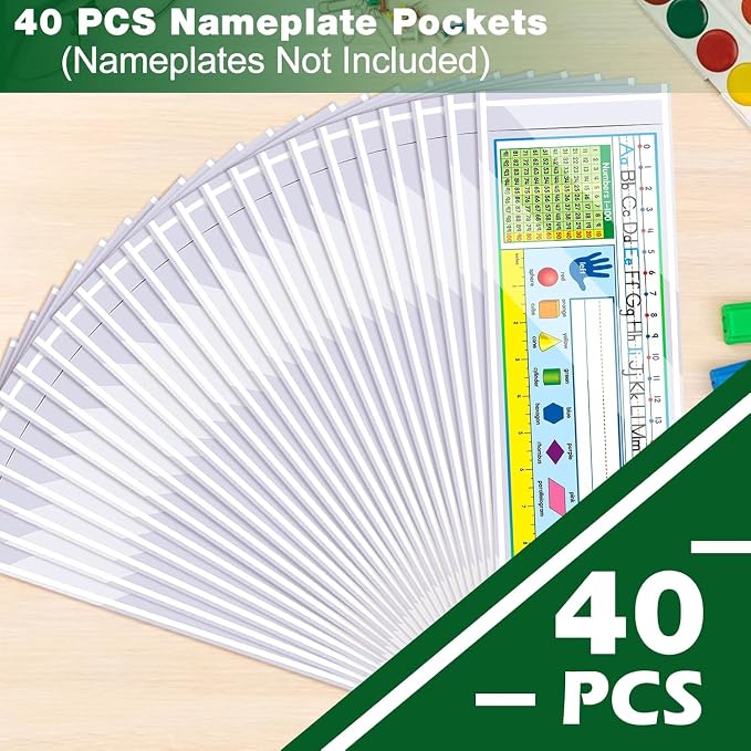 Meetory 40 PCS Upgraded Nameplate Pocket, 18.5" x 4.9" Self Adhesive Desk - Image 6