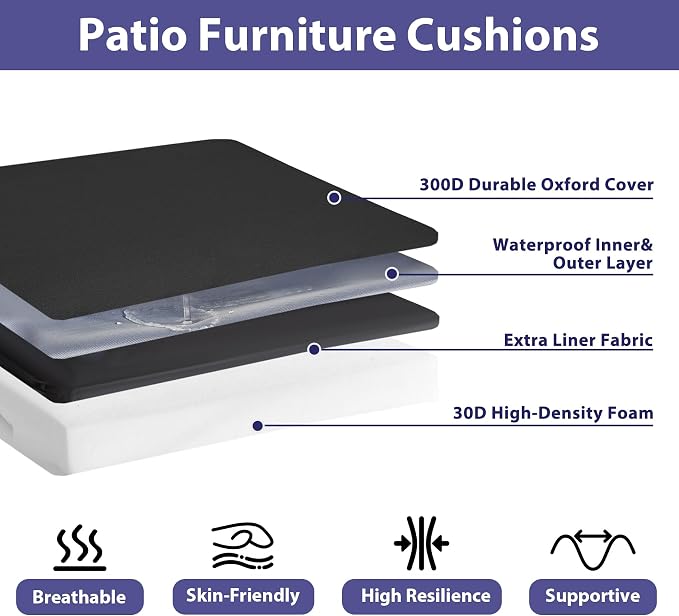 IPYNBAP Outdoor Chair Cushions Set of 4 -Waterproof Outdoor Seat Cushions - Image 2