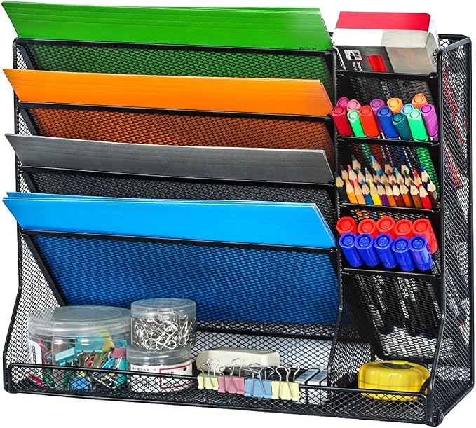 Jakyitvi Adjustable 5 Tiers Wall File Organizer Metal Hanging Holder Black | 5 by Jakyitvi