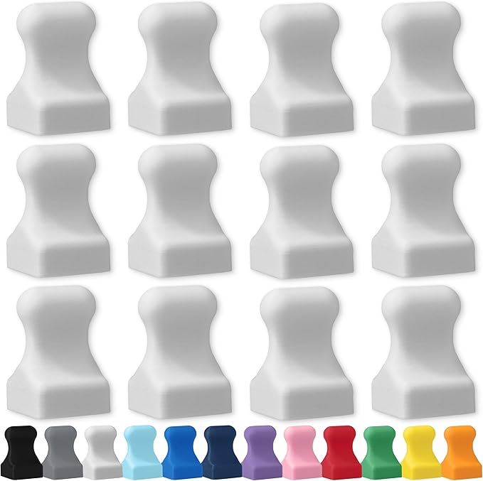 Glassboard Studio MiniPawn Magnet - Strong Neodymium Rare Earth Magnets for Fridge, Whiteboard, Locker & Magnetic Glassboards - Ideal for Crafting & Office Use - Strong Fridge Magnets (Snow White, 12)-DeskLoop Office