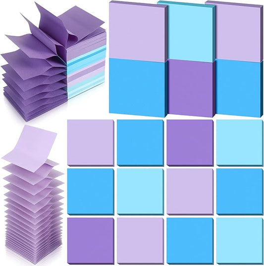 24 Pack Pop Up Sticky Notes 3 x 3 Refills 1200 Sheets Colored Sticky Notes Self Adhesive Memo Pads for Home Office Supplies(Purple Blue, Classic)-DeskLoop Office
