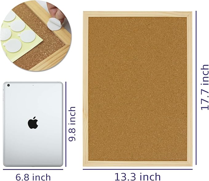 OWLKELA 17.7 X 13.3 Inch Cork Board Bulletin Board, Wall-Mounted Presentation - Image 2