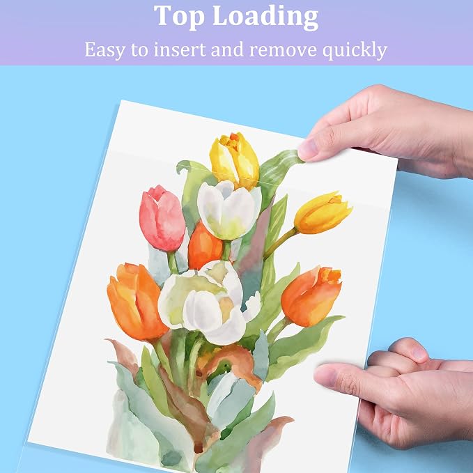 AKONEGE 100 Pack No Holes Sheet Protectors 8.5 x 11 Inch Letter Size Page - Image 5