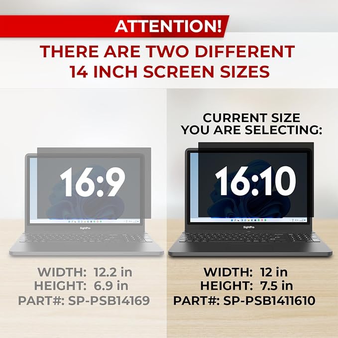 SightPro 14 Inch 16:10 Laptop Privacy Screen Filter - Image 3