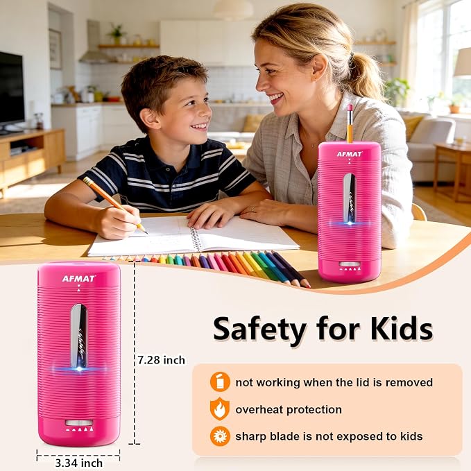 AFMAT Electric Pencil Sharpener, Fully Automatic Pencil Sharpener, Auto in & Out - Image 4