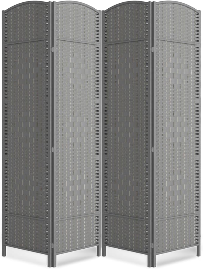 cocosica Paper Rope Room Divider, 4 Panel Wood Mesh Woven Design Screen by cocosica