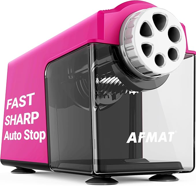 AFMAT Electric Pencil Sharpener Heavy Duty, 6-Hole Classroom Pencil Sharpener by AFMAT