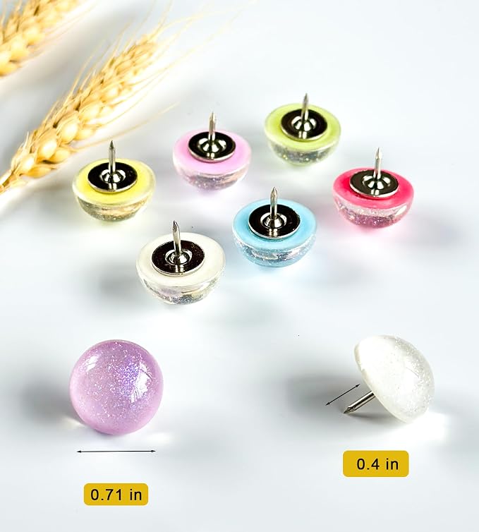 Cute Push pins, Decorative Studs, 24 Glittering pins, Suitable - Image 5
