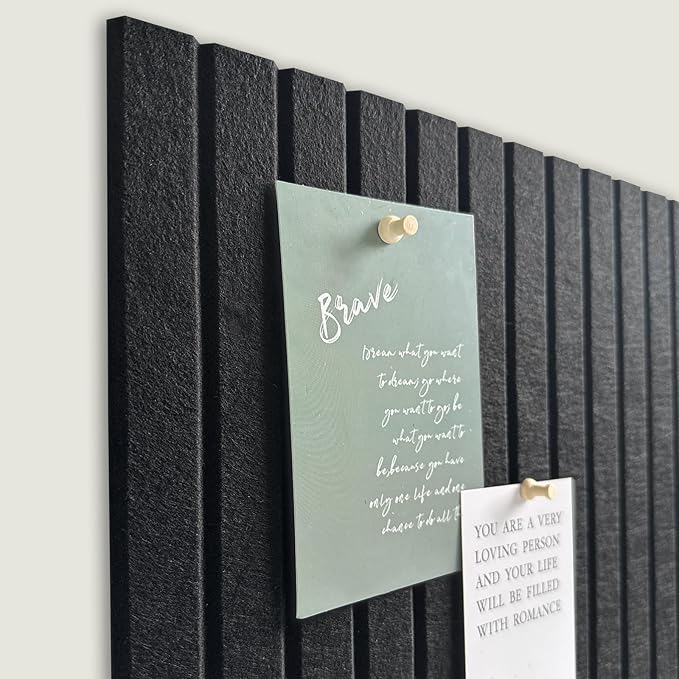 Large Cork Board for Office, 8 Pack Felt Wall Tiles with Slat Wall Paneling, Felt Bulletin Board Pin Board Cork Boards for Walls - Black-DeskLoop Office