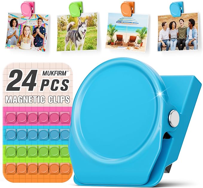 24 Pack Magnetic Clip Heavy Duty, Cute Magnetic Clips by MUKFIRM