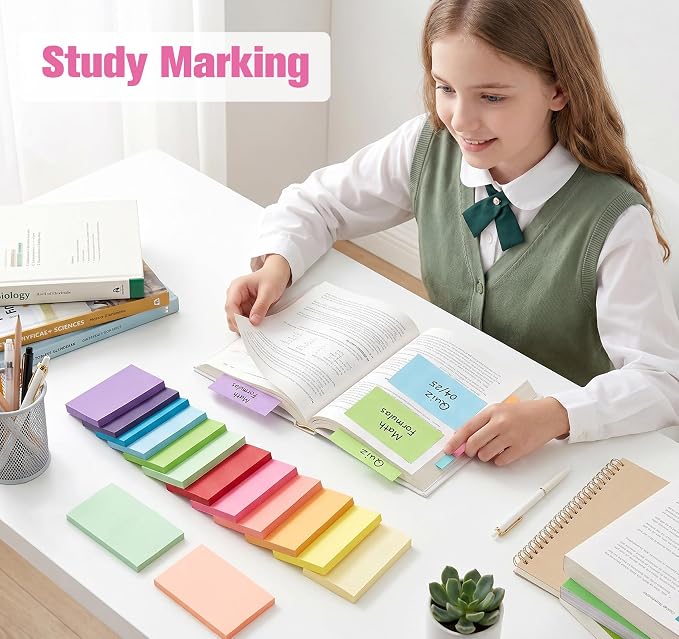 Agoer Large Sticky Notes, 1200 Sheets Memo Pads, 3 x 5 in Bright Colored Note - Image 5