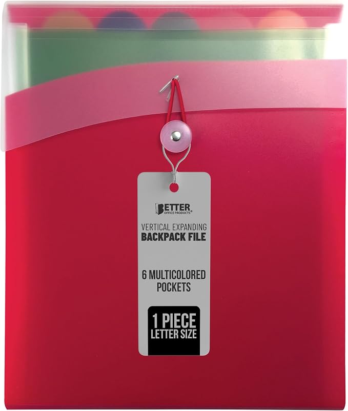 Vertical Expanding 6 Pocket Backpack File by Better Office Products, 1 Piece by BetterOfficeProducts