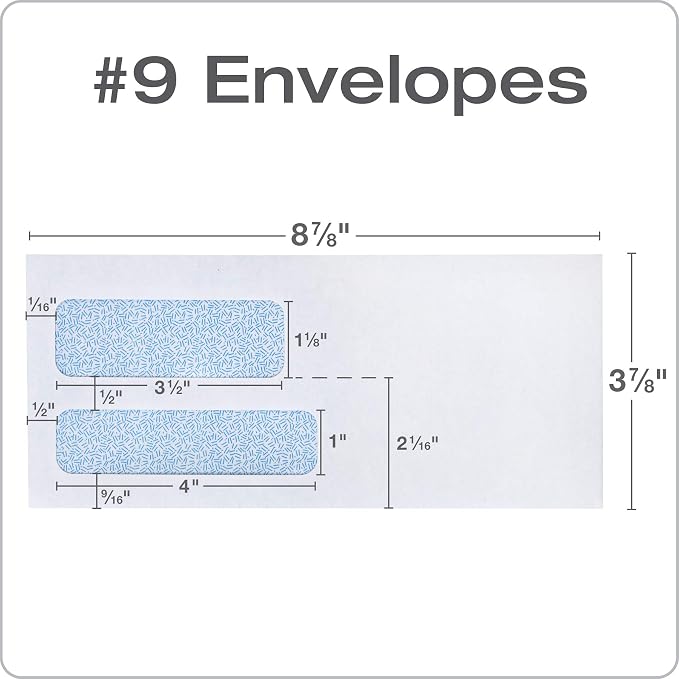 Columbian #9 Security Envelopes, 500 Pack, Double Window Self Seal Envelopes - Image 2