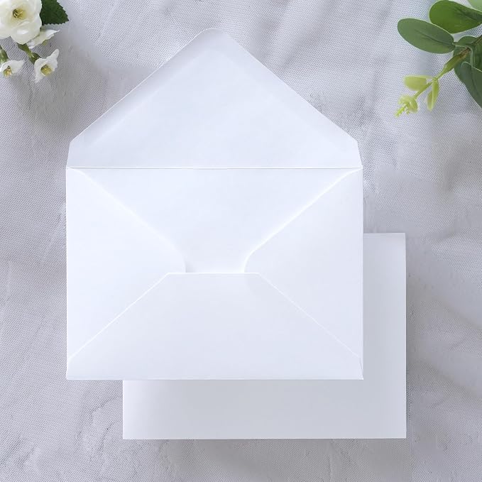 PONATIA 50 Pack A1 Envelopes, 3.62 x 5.2'' White Envelopes Perfect by ponatia