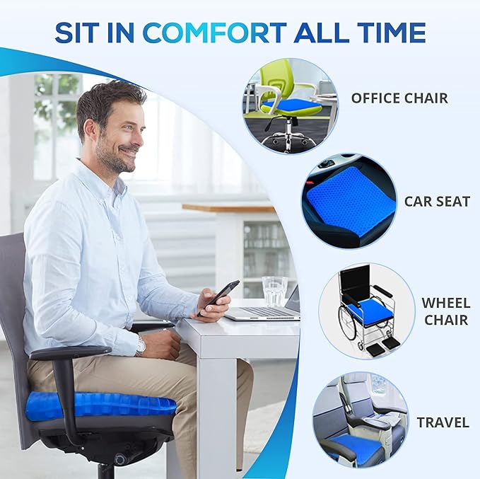 Gel Seat Cushion for Long Sitting Pressure Relief - Image 8