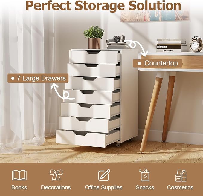 Giantex Drawers Cabinet Mobile Lateral Filing Organizer - Image 4