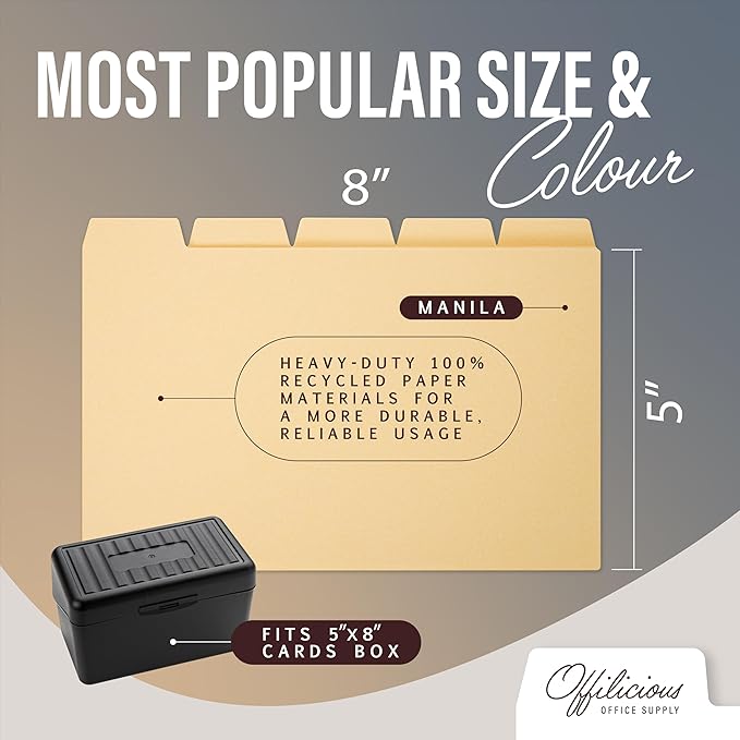 25 Heavyweight Manila Index Card Box Dividers - Image 3