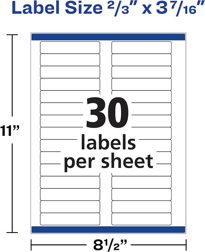 Avery File Folder Labels with Sure Feed, 2/3" x 3-7/16", 750 Printable Labels - Image 4