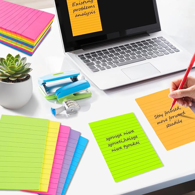 Lined Sticky Notes 4x6 in, Large Note Pads - Image 4