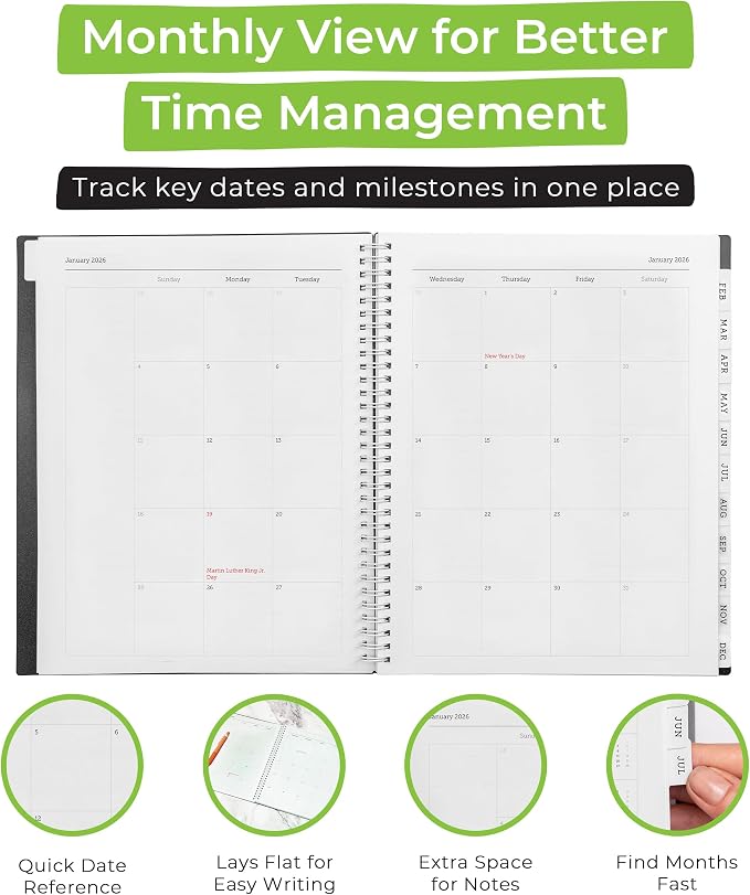 Walldeca 2026 Planner, Weekly & Monthly View Spiral Bound - Image 4