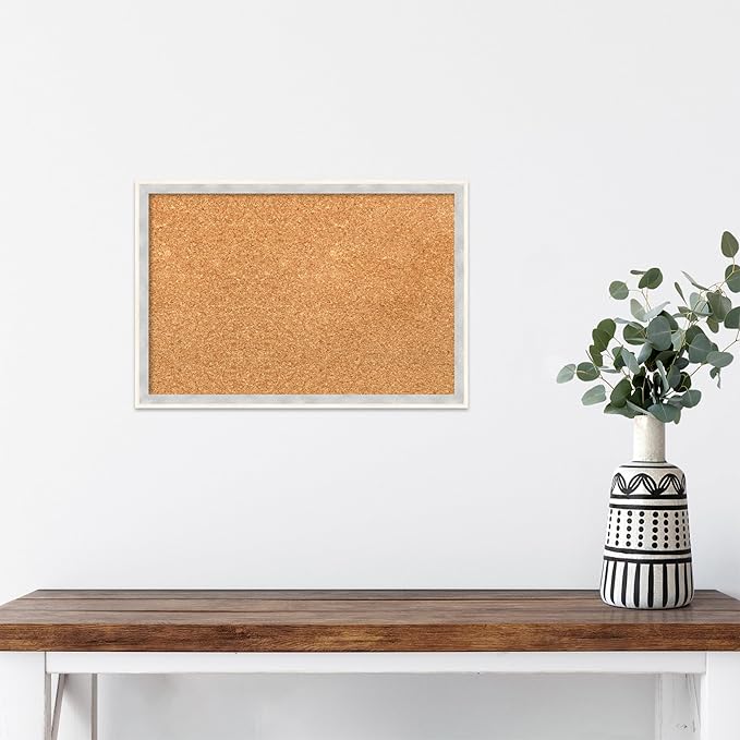 Amanti Art Natural Cork Board for Wall, 13x19 Vision Board with White Frame, Small Corkboard Office Decor for Home Organization, Modern Corkboard Pinboard to Display Items for Home Organization in-DeskLoop Office