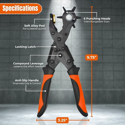 Adorox Heavy Duty Quality & Professional Design Revolving Hole Punch Pliers Kit - Image 9