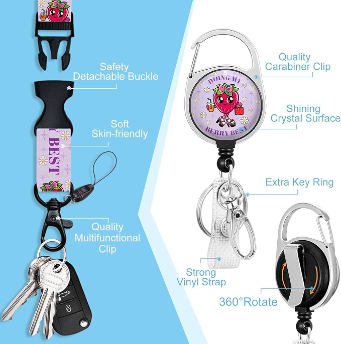 Piefly Lanyards for Id Badges, Doing My Berry Best Badge Holder - Image 4
