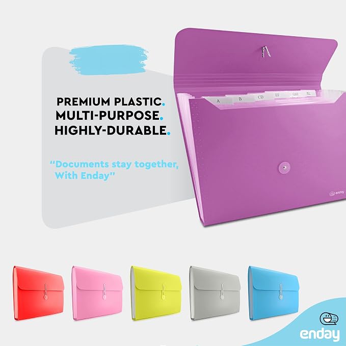 Accordion File Organizer Purple, 7 Pocket Expanding File and Cover Folder - Image 3