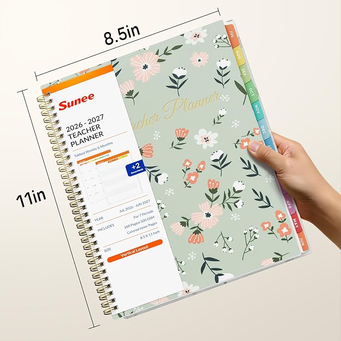 SUNEE Teacher Planner 2026-2027 Academic Year, 7 Periods Lesson Plan Book Jul - Image 7