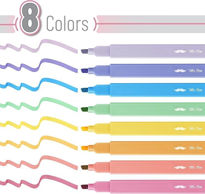 Mr. Pen- Aesthetic Highlighters No Bleed, 8 Pack, Cute Highlighters Assorted - Image 2