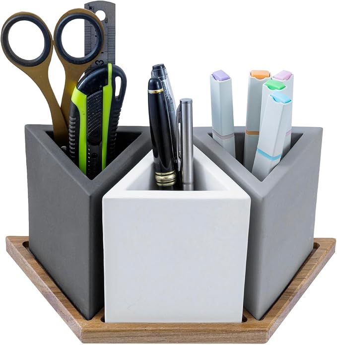 MyGift Modern Concrete Desk Organizer Set by MyGiftHome