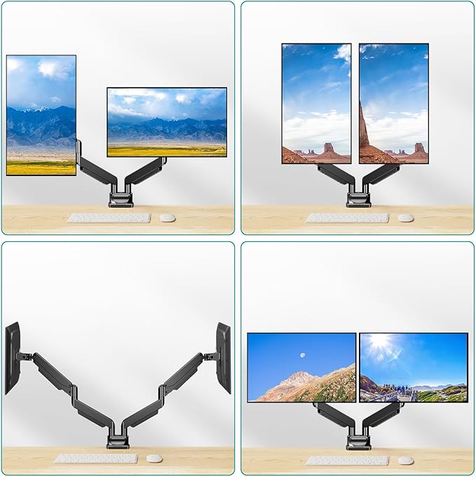 MOUNT PRO Dual Monitor Stand for Max 43 Inch Ultrawide Computer Screen, Premium Aluminum Heavy Duty Monitor Arm Holds 6.6lbs to 33lbs, Gas Spring Full Motion Display Desk Stand, VESA Mount-DeskLoop Office